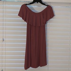 Dusty Rose Off the Shoulder Dress